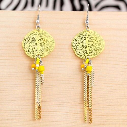 Boucles d'oreilles SOUANA CORTE AMARILLO SILVER Argent et Citron Rhodium Cristal