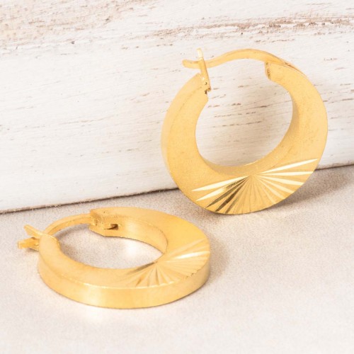 Boucles d'oreilles EKISA Gold Créoles disques Symboles solaires Doré Laiton doré à l'or fin