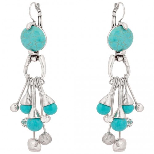 Boucles d'oreilles ALTONIA Turquoise Silver Pendantes à pendentif Cabochons turquoises Argent et Turquoise Rhodium