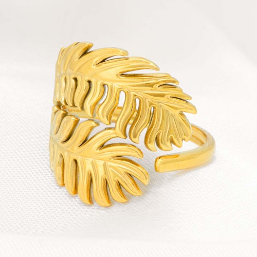 Bague PALMOJAS STEEL Gold Jonc ajouré réglable...