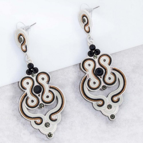 Boucles d'oreilles ASTRAEL Black Silver Argent et Noir Rhodium Cristal et émaux