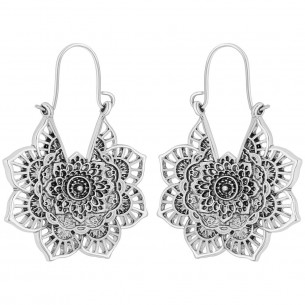 Boucles d'oreilles ALHAMBRINE Silver Créoles ajourées Filigrane floral Argent Laiton argenté