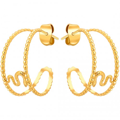 Boucles d'oreilles COBRI Gold Créoles ajourées Serpent Doré Acier inoxydable doré à l'or fin