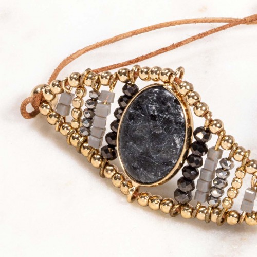 Bracelet BALSAS Beige Gold Bracelet de perles...