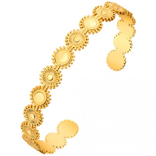 Bracelet SUNSIL Gold Jonc réglable flexible rigide multirangs Solaire Doré Acier inoxydable doré à l'or fin