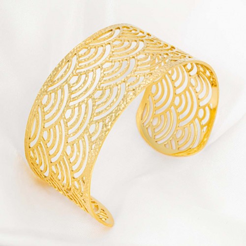 Bracelet ABANICIO STEEL Gold Manchette réglable...