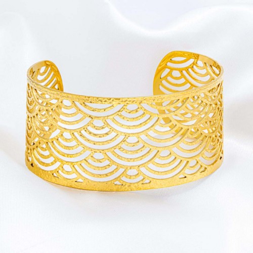 Bracelet ABANICIO STEEL Gold Manchette réglable...