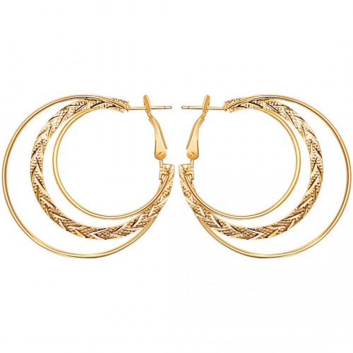 Boucles d'oreilles ARROWA Gold Créoles ajourées Ethnique amérindien natif Doré Laiton doré à l'or fin