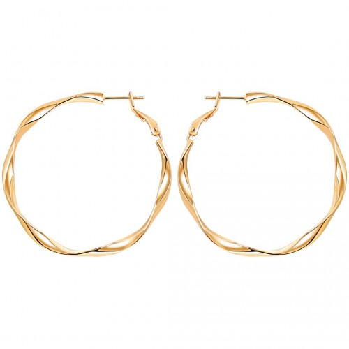 Boucles d'oreilles ONDEOLA Gold Créoles ajourées Ondulé Doré Laiton doré à l'or fin