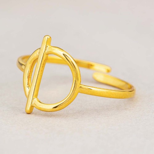 Bague JUPITER Gold Jonc ajouré réglable flexible Geométrique Doré Acier inoxydable doré à l'or fin