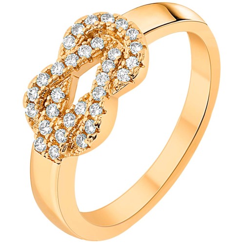 Bague NODELA White Gold Jonc pavé Nœud marin Doré et Blanc Laiton doré à l'or fin Cristal