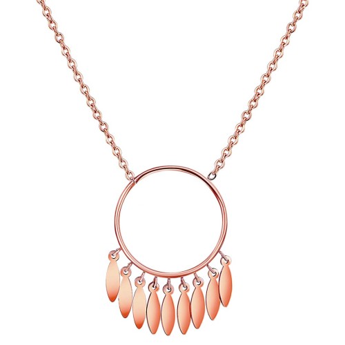 Collier MELKIS Rose gold pendentif anneau ajouré à breloques Rosé Acier inoxydable doré à l'or fin rosé