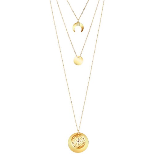 Collier EPSY Gold multirangs symbole ethnique Doré Acier inoxydable doré à l'or fin