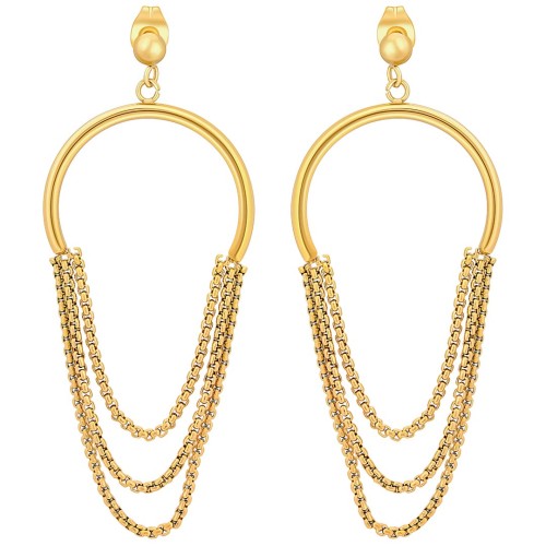 Boucles d'oreilles CAROLINA Gold Pendantes longues ajourées Chainettes Doré Acier inoxydable doré à l'or fin