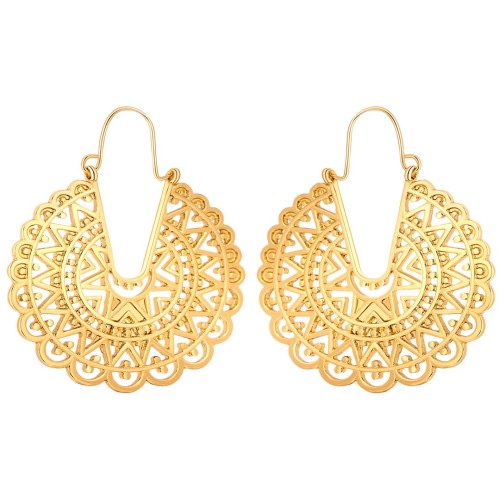 Boucles d'oreilles ANDALOU Gold Créoles ajourées Filigrane Doré Laiton doré à l'or fin