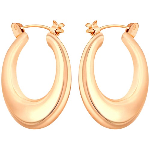 Boucles d'oreilles EOBAL Gold Créoles disques Bombé Doré à l'or fin