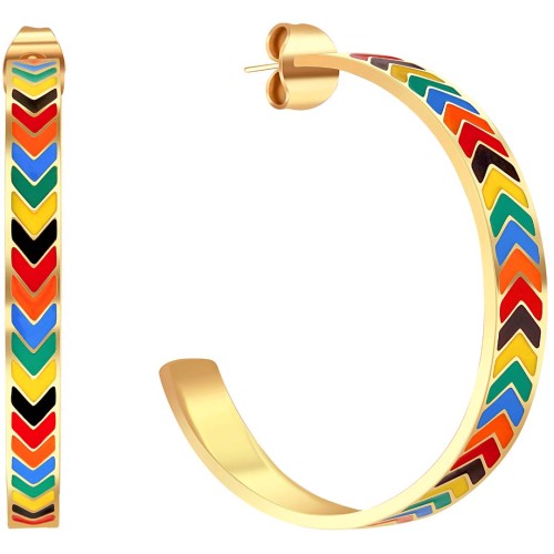 Boucles d'oreilles LIAM Color Gold créoles ethnique Doré et Multicolore Acier inoxydable doré à l'or fin émaux