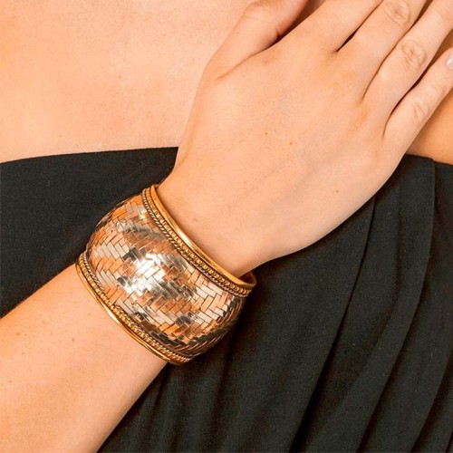 Bracelet KAMANDOSA All Gold Manchette flexible rigide Antique Argenté Doré Rosé Laiton doré et cuivre