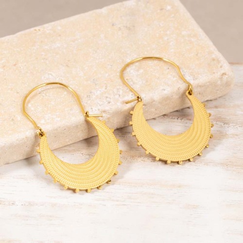 Boucles d'oreilles OASIL Gold Créoles disques Massaï Doré Acier inoxydable doré à l'or fin