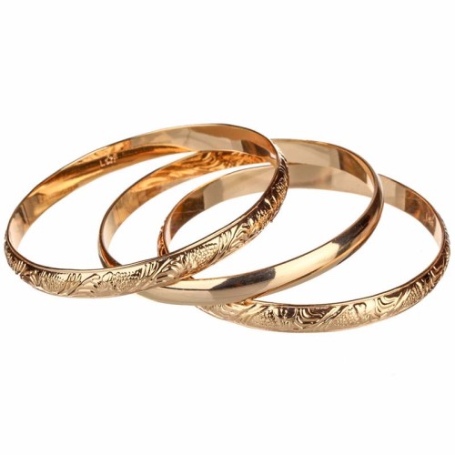 Bracelet REZZA Gold Jeu de 3 joncs rigides Nature Doré Laiton doré à l'or fin