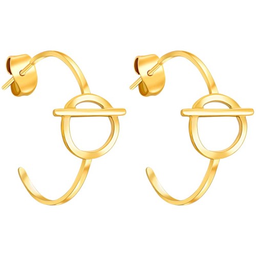 Boucles d'oreilles JUPITER STEEL Gold Créoles ajourées Geométrique Doré Acier inoxydable doré à l'or fin