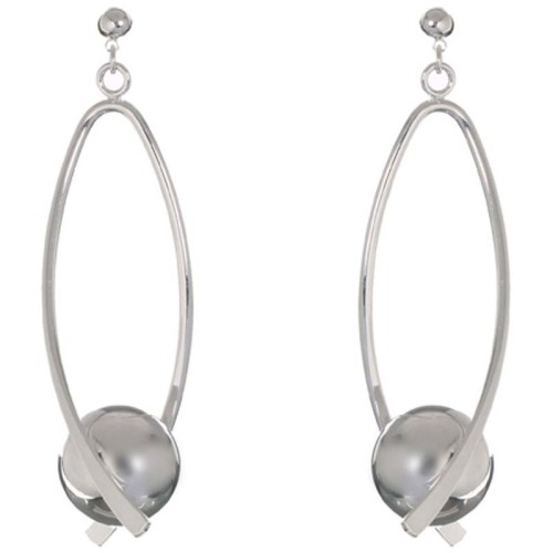 Boucles d'oreilles BALANCIA Silver Pendantes ajourées Balançoire à perle Argenté à l'argent fin