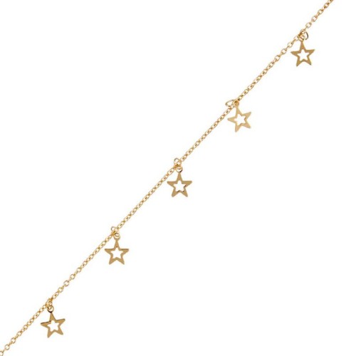 Bracelet LUNIS Gold Bracelet chaine de cheville souple à pendentif Pampilles étoiles Doré Laiton doré à l'or fin