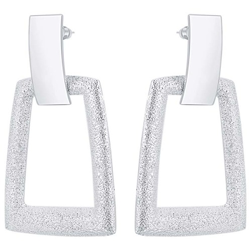 Boucles d'oreilles SABLUNE Silver Pendantes ajourées Géométrique Argenté à l'argent fin