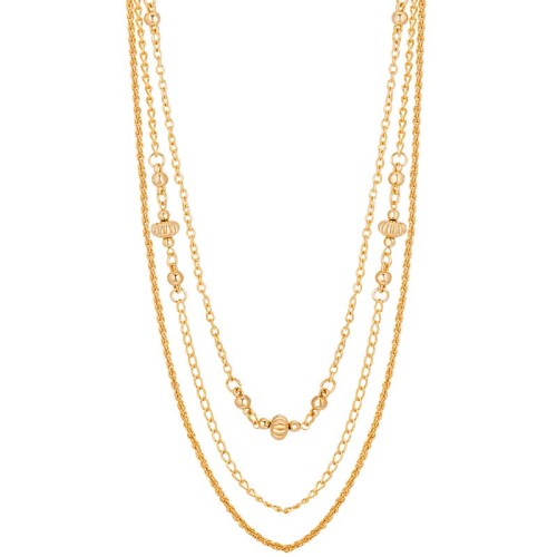 Collier SOLANO Gold Sautoir multirangs chaine souple Mélange de mailles Doré Laiton doré à l'or fin
