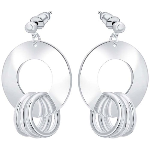 Boucles d'oreilles CERCLUNE Silver Pendantes ajourées Contemporain Argent Laiton argenté à l'argent fin