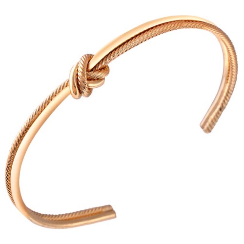 Bracelet ROPE Gold Jonc réglable flexible rigide Nœud Doré Laiton doré à l'or fin