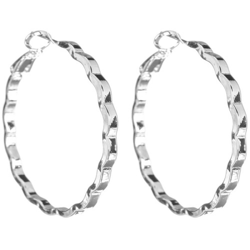 Boucles d'oreilles FLARO Silver Créole anneaux Fleur Argenté Laiton argenté à l'argent fin