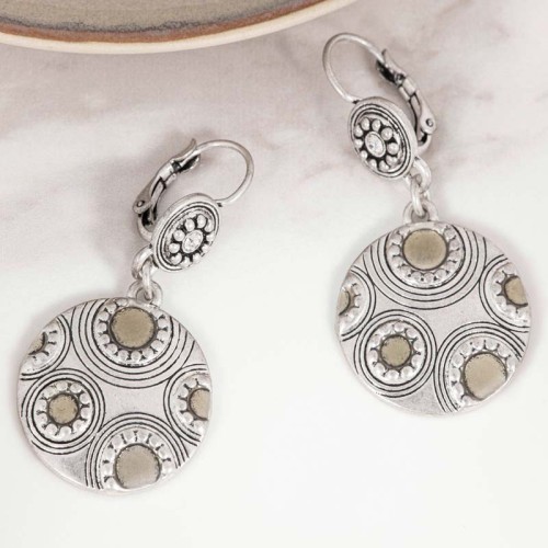 Boucles d'oreilles SIGUAL Silver Pendantes courtes Contemporain Argenté Laiton argenté