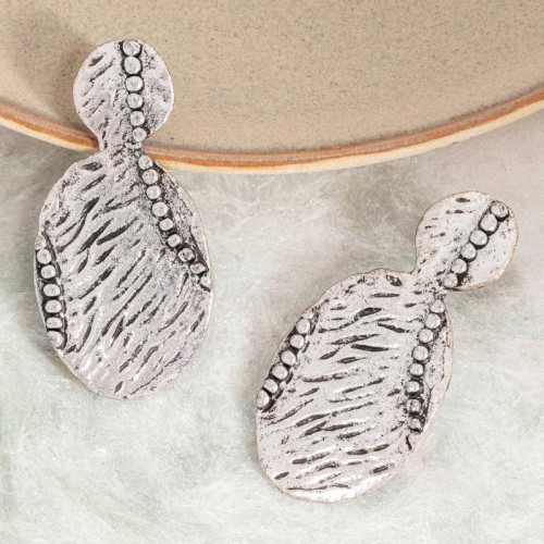 Boucles d'oreilles TALIONE Silver Pendantes courtes Strié Argenté Laiton argenté