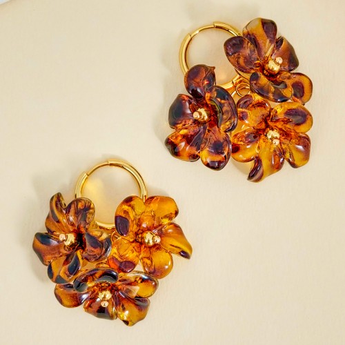 Boucles d'oreilles BLOSSOMS BOUQUET Brown Gold...