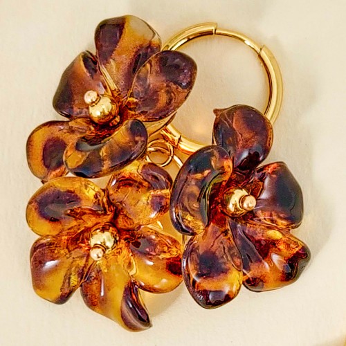Boucles d'oreilles BLOSSOMS BOUQUET Brown Gold...