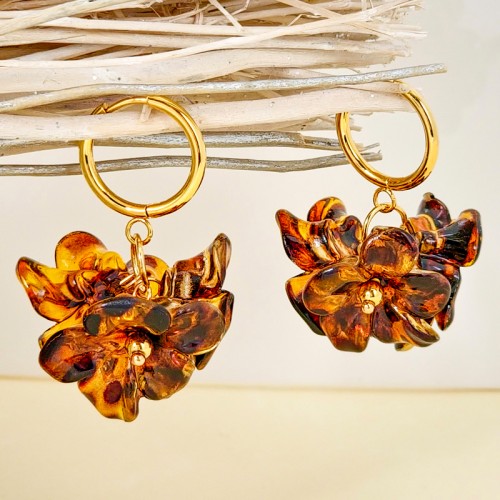 Boucles d'oreilles BLOSSOMS BOUQUET Brown Gold...