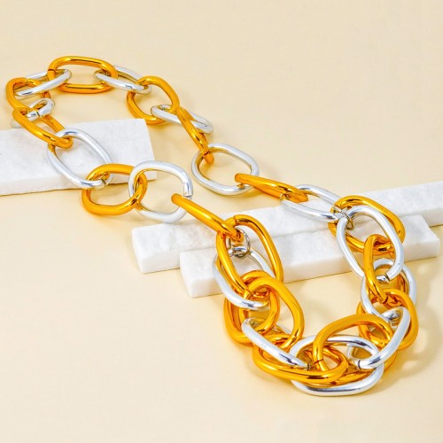 Collier ROCK CHAIN Gold & Silver Sautoir chaine souple Maillon de chaine Argenté Doré et Argent / Doré Laiton doré et argenté