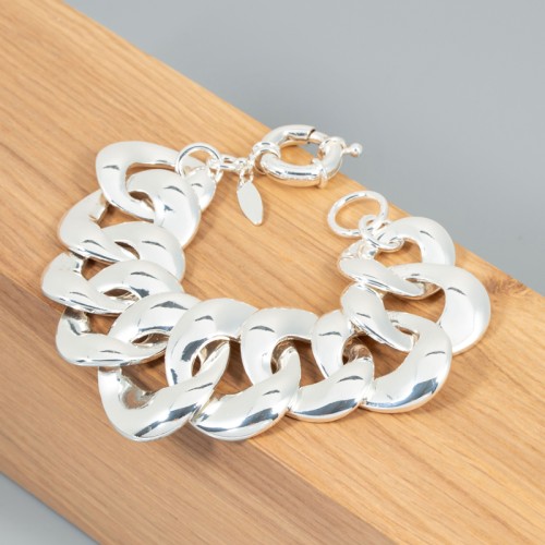 Bracelet GORMETTU Silver Bracelet chaine souple Maille gourmette plate Argenté Laiton argenté à l'argent fin