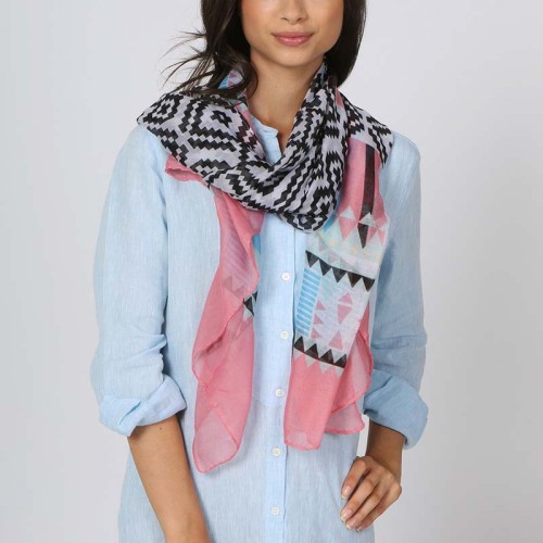 Foulard DAMI Color Black étole imprimée patchwork Noir et Multicolore Viscose Imprimé sur l'ensemble