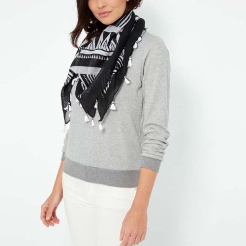 Foulard KALABE Black & White grand carré à...