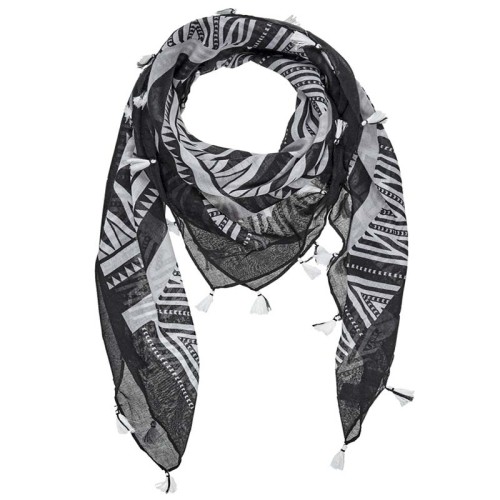 Foulard KALABE Black & White grand carré à...