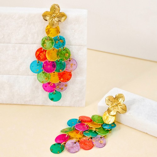 Boucles d'oreilles SHELL CURTAIN STEEL Color...