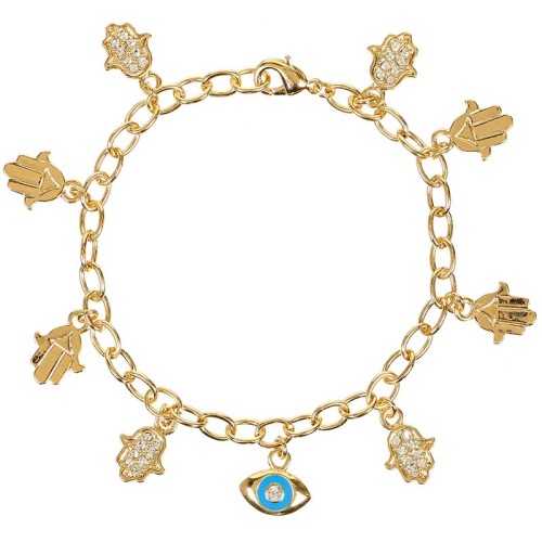 Bracelet ESSOZA Turquoise Gold Bracelet chaine souple Œil et main de fatma Doré et Turquoise Laiton doré à l'or fin