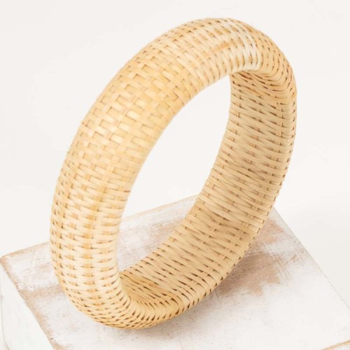 Bracelet MALDIVO Beige Manchette rigide Estival Crème Osier