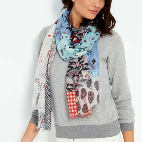 Foulard TUZELA Color Black étole imprimée Nature Noir et Multicolore Viscose Imprimé sur l'ensemble