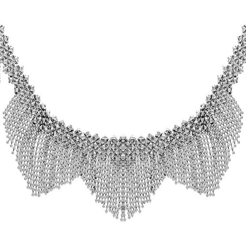 Collier ARMADO Silver Ras de cou princesse à frange Baroque ou médiéval Argenté Laiton argenté