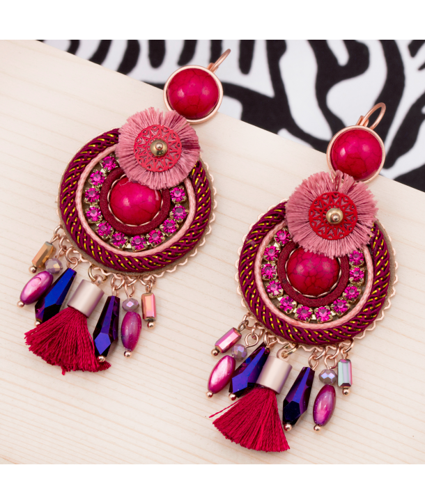 BOUCLES D'OREILLES - BOMBAY CEREZA DORADA