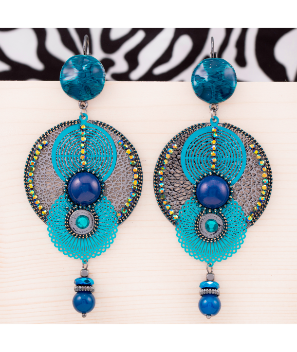 BOUCLES D'OREILLES - EGYPTO SILVER BLUE