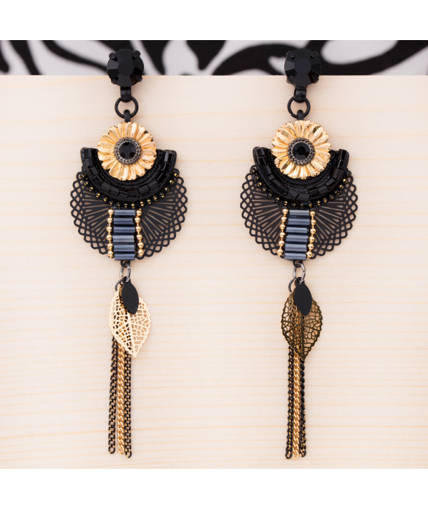 BOUCLES D'OREILLES - FLOR DE EGYPTA DORADA NOCHE